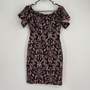 VTG Bailey Blue Pink & Black Off the Shoulder Mini Dress y2k Size‎ M